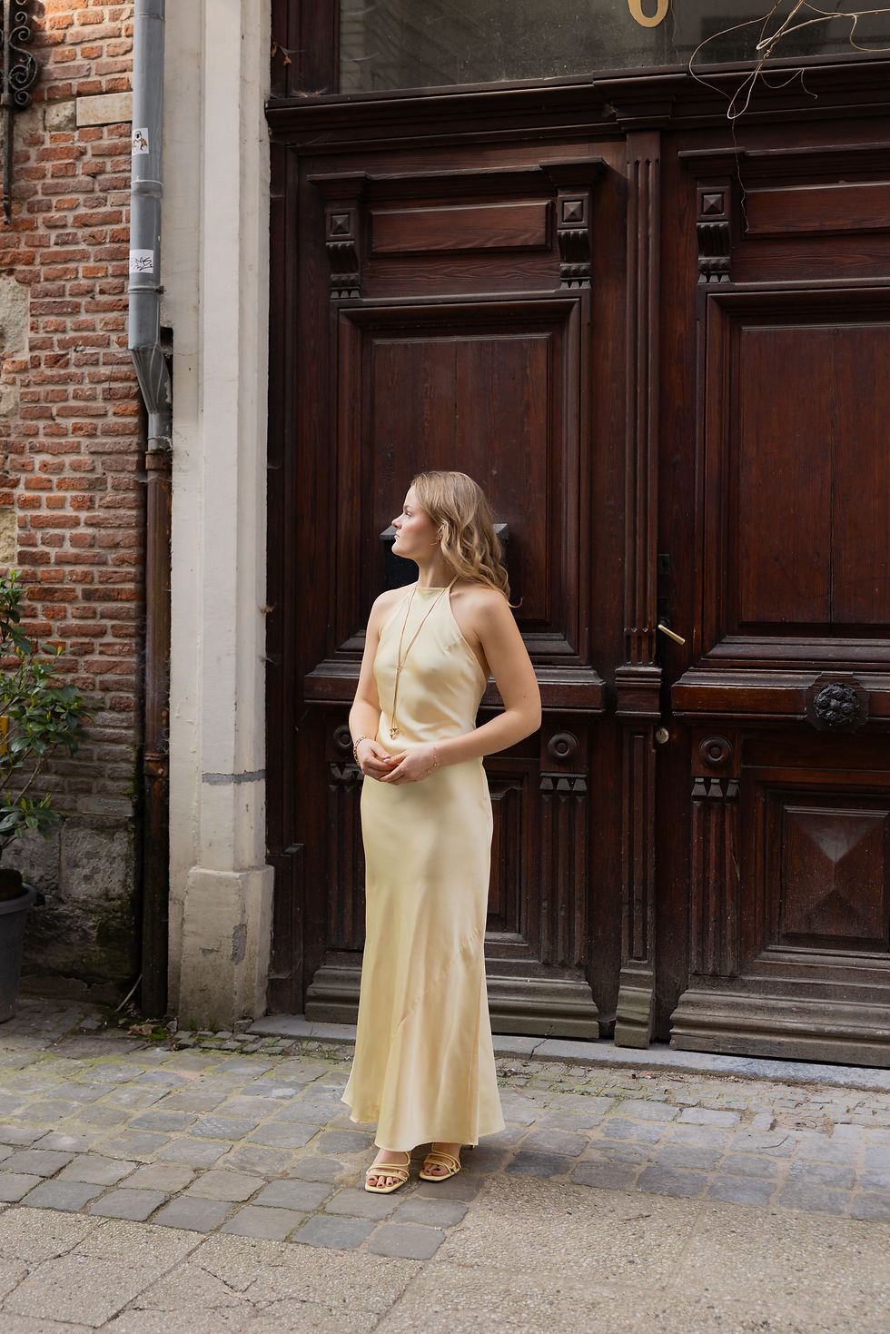 Thumbnail: Alice Open Back Dress Butter Yellow