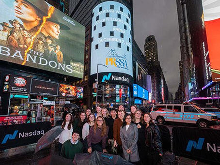 Roger Williams University PRSSA Chapter Featured on Times Square Nasdaq Billboard