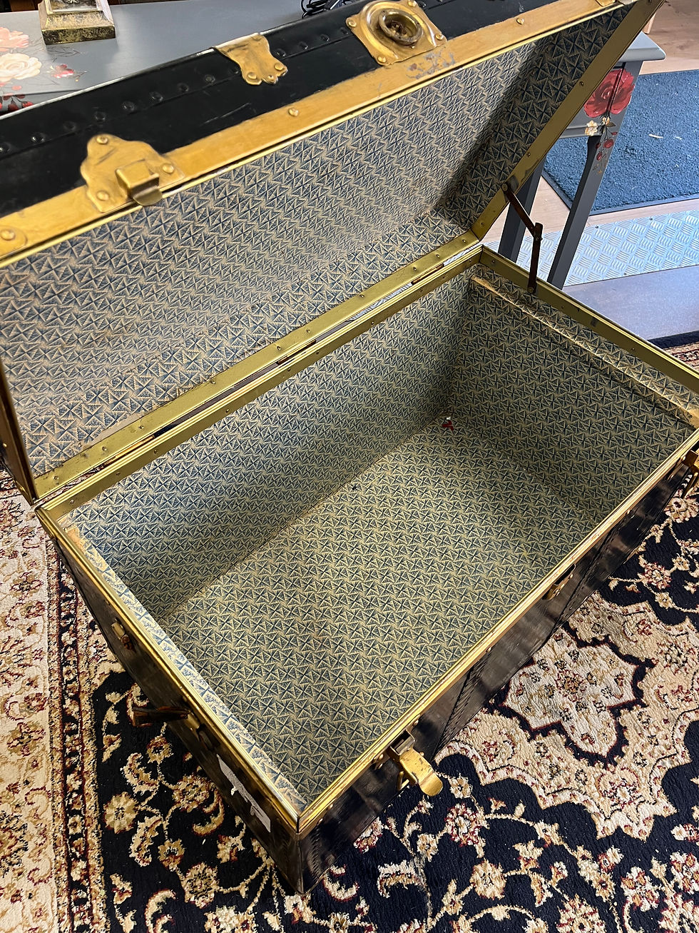 Thumbnail: Large vintage solid steamer trunk