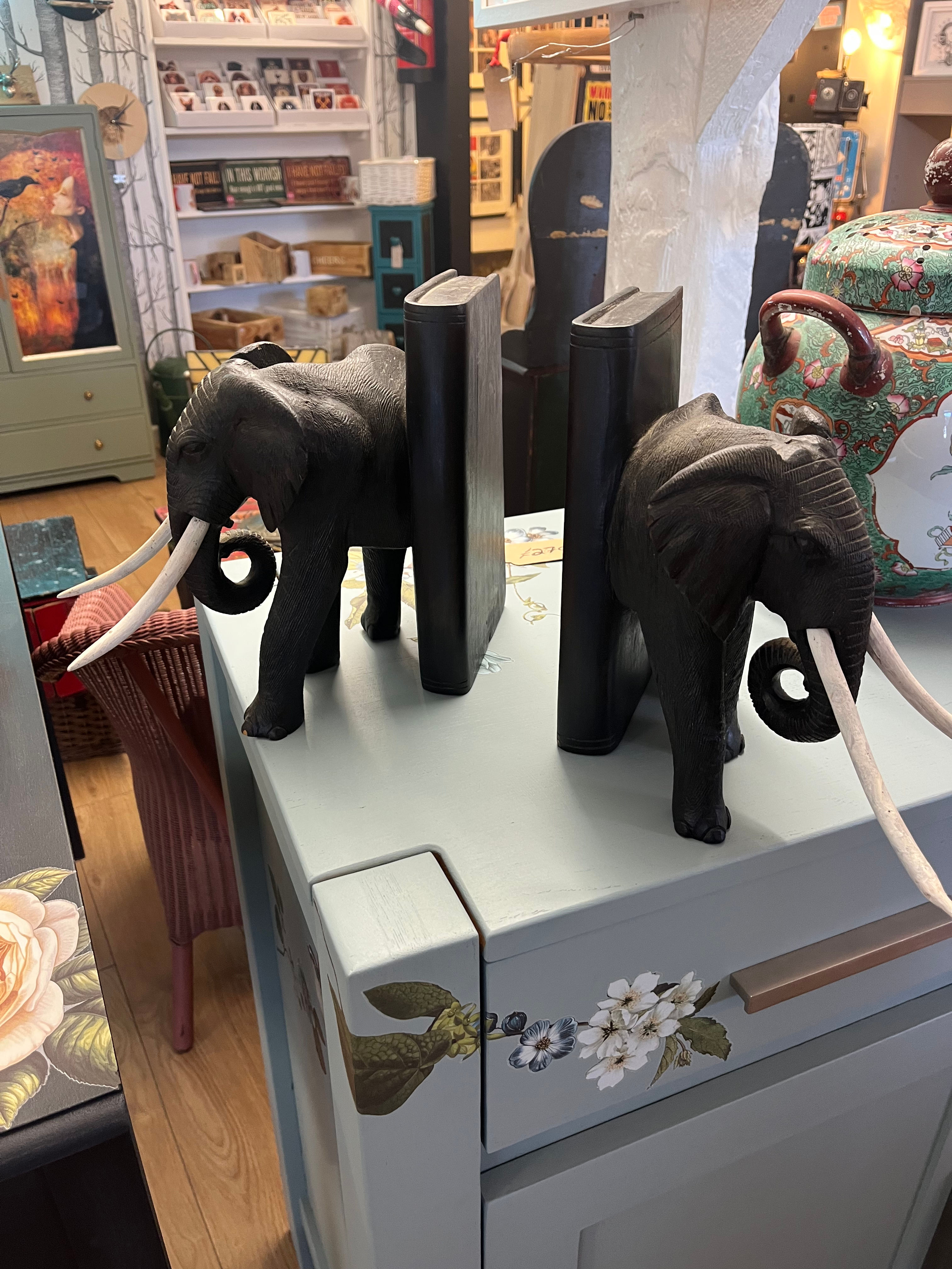 Solid wood heavy elephant book stands