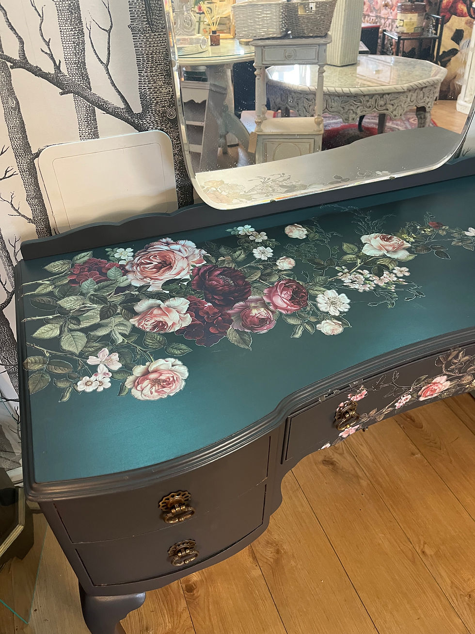 Thumbnail: Vintage graphite and floral dressing table 