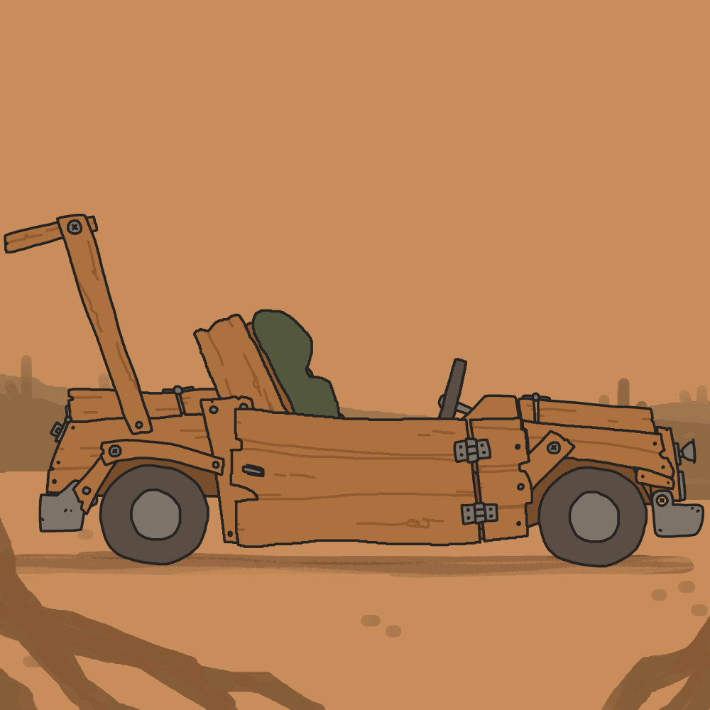 Animated GIF of wooden car driving