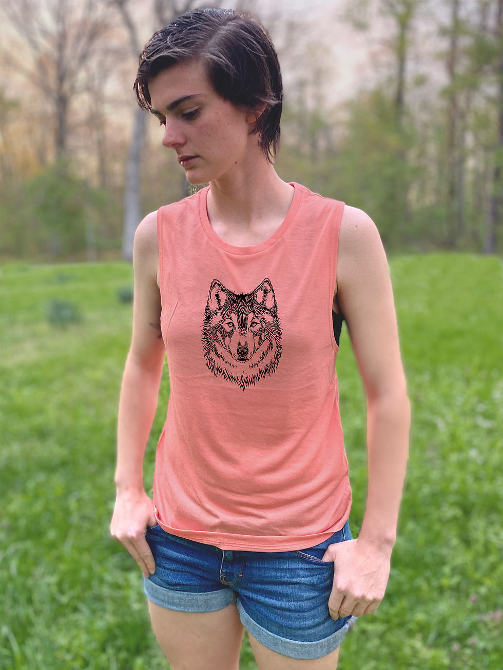 Thumbnail: Wolf Face Women's Muscle Tank