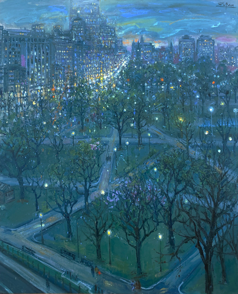 Boston Skyline and Public Gardens by Bruno Zupan