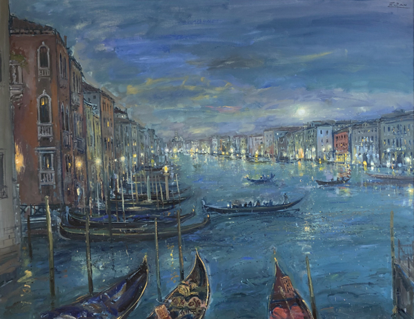 Grand Canal, Looking from San Toma to Rialto by Bruno Zupan