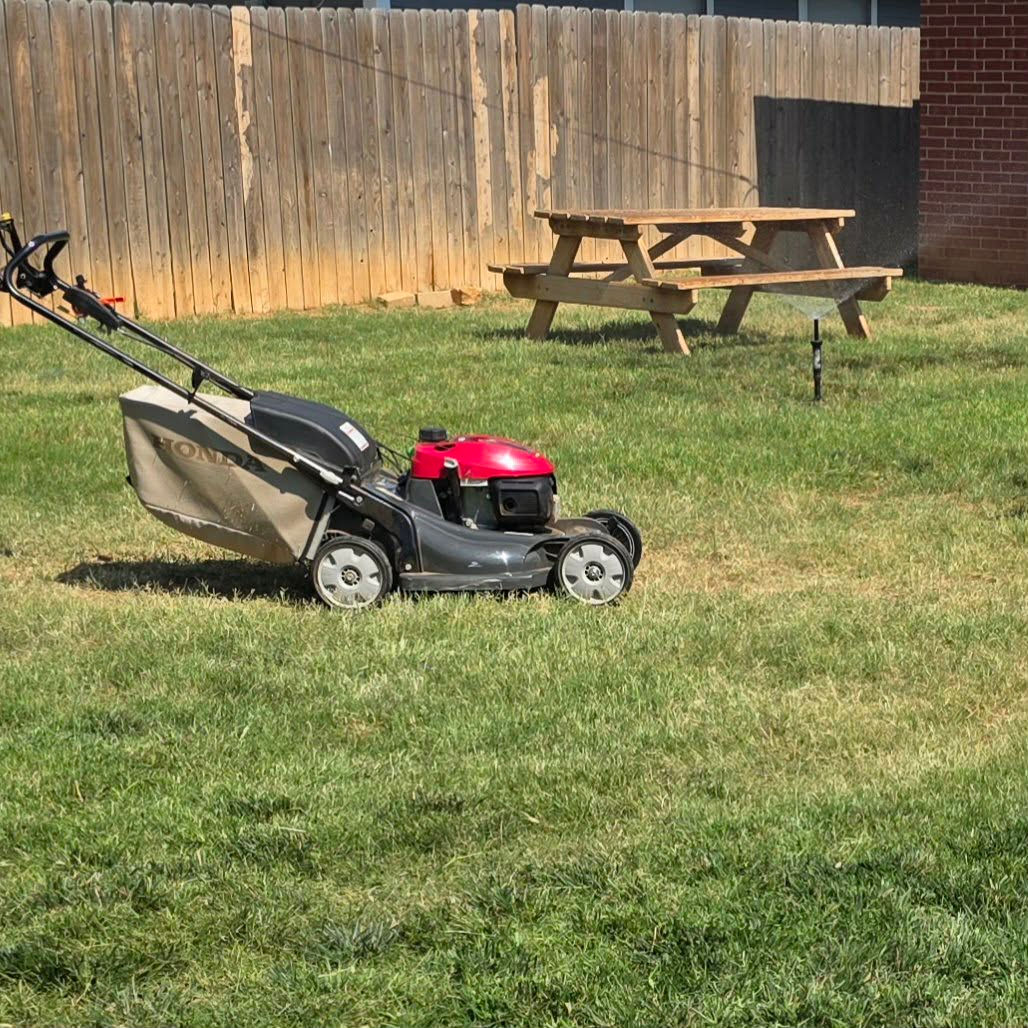 Residential lawn being mowed in Lubbock