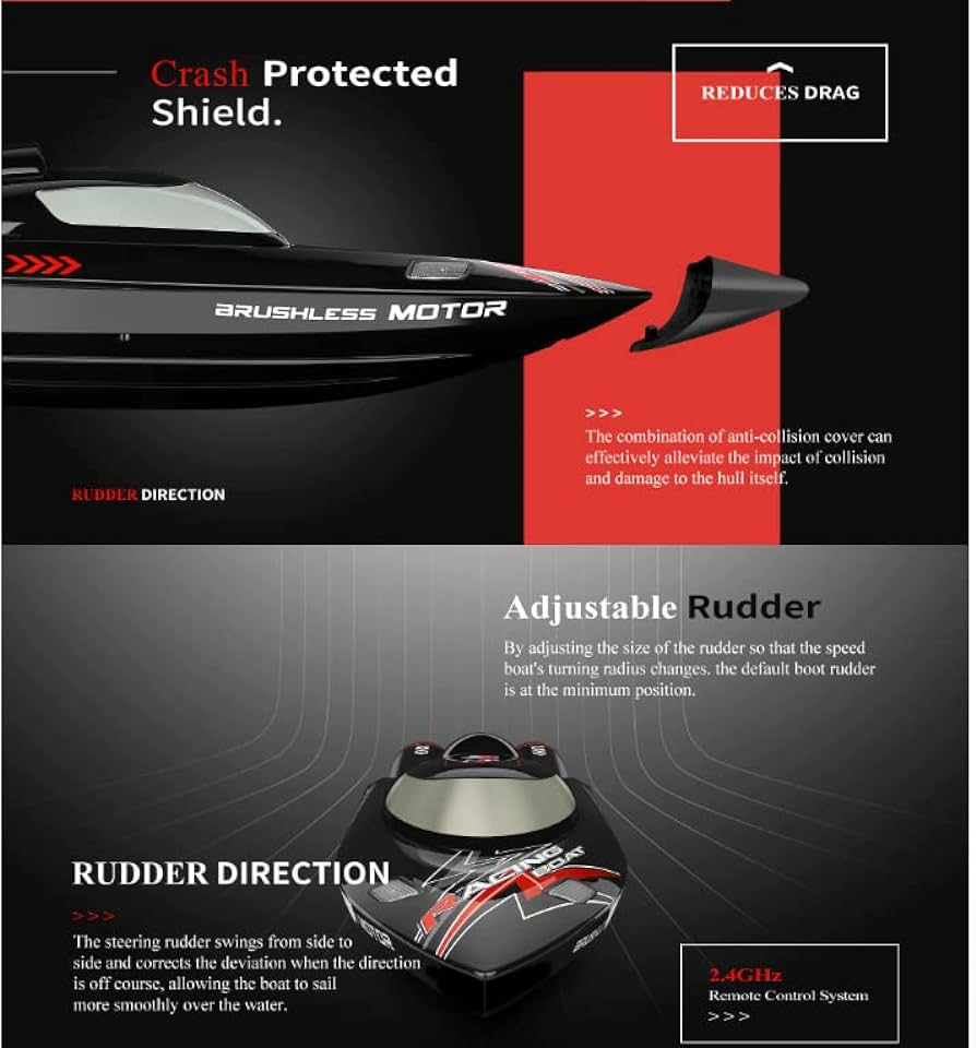 Thumbnail: Wltoys WL916 RTR 2.4G Brushless RC Boat Fast 60km/h High Speed w/ LED India