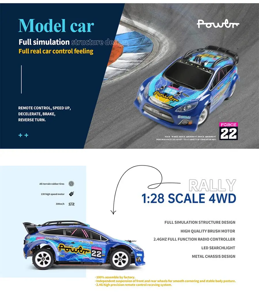 Thumbnail: Wltoys 284010 RC Drift Car 1/28 2.4G 4WD RTR with LED Lights High Speed RC India