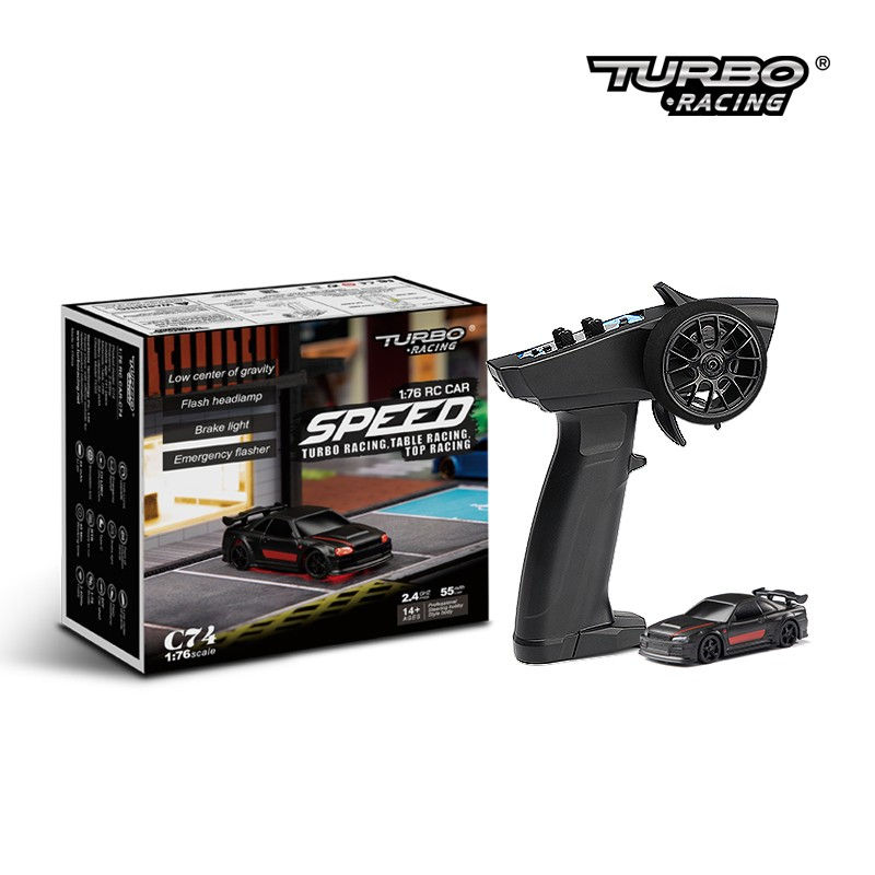 Thumbnail: Turbo Racing C74-BK(Limited Edition) Desktop Sports Car 1:76 RTR(Black)-RC India