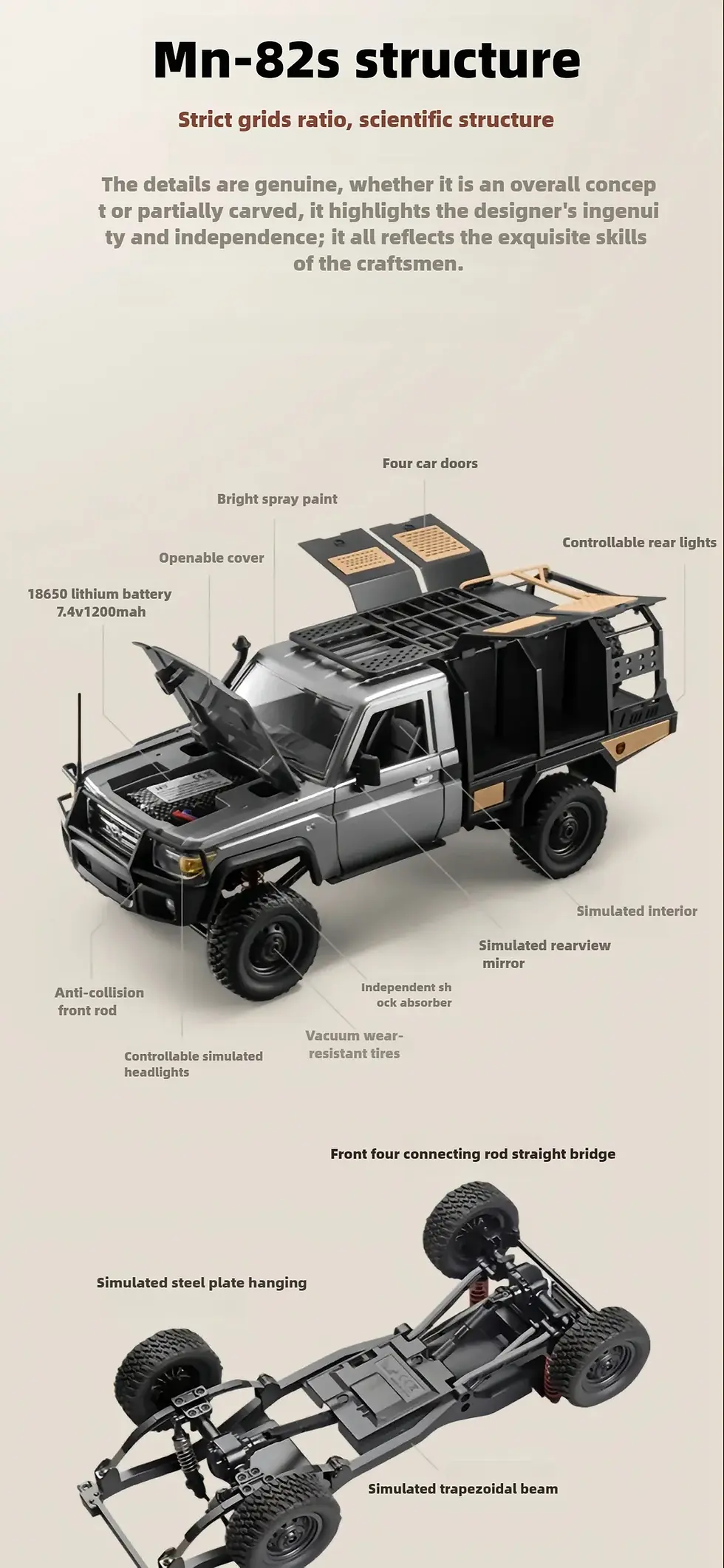 Thumbnail: MNRC MN82S RC Car 1/12 Scale 2.4G 4WD For Toyota LC79 Off-Road Vehicle India