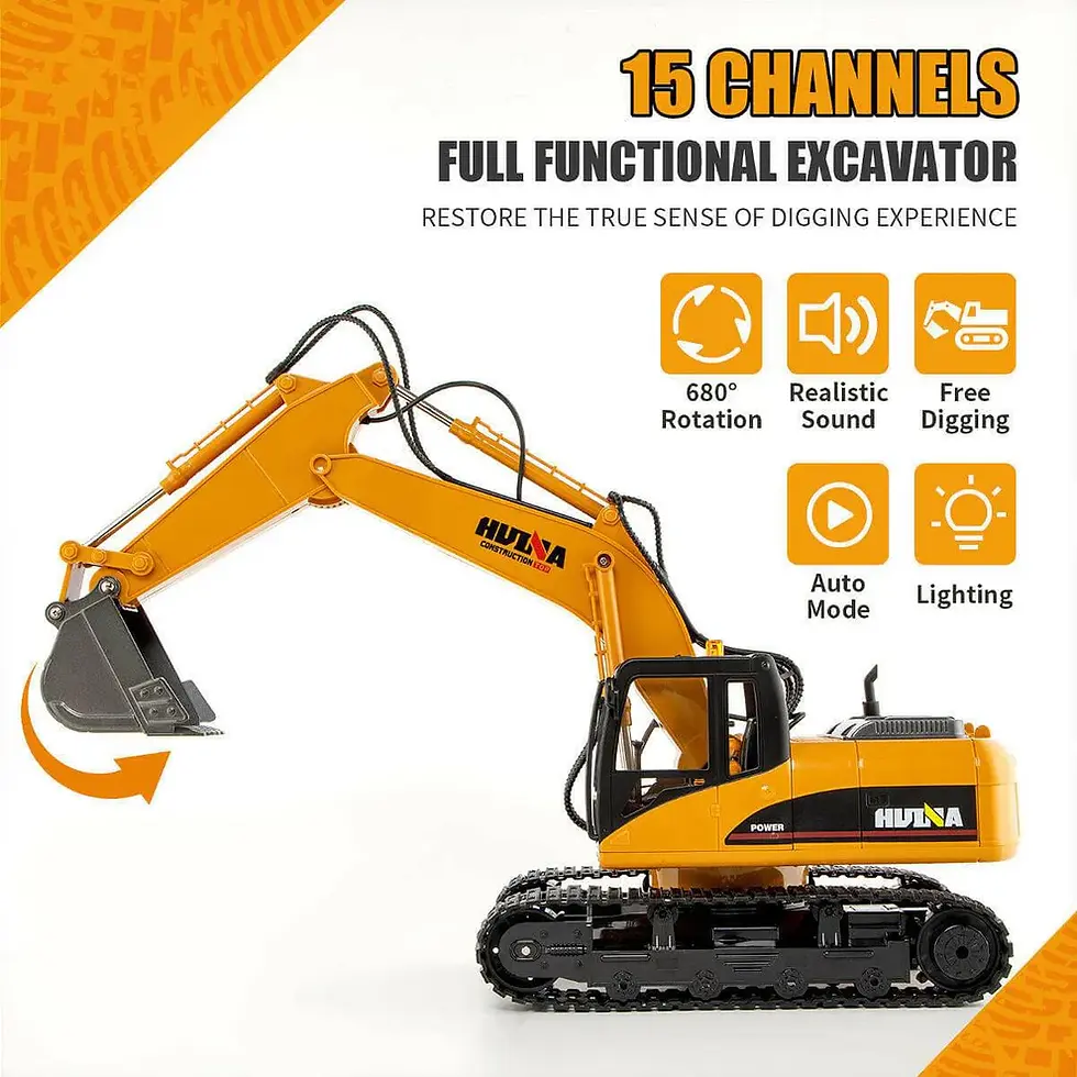 Thumbnail: Huina 1535 RC Excavator 1:14 Scale 15 Functions and Alloy Bucket- RC India