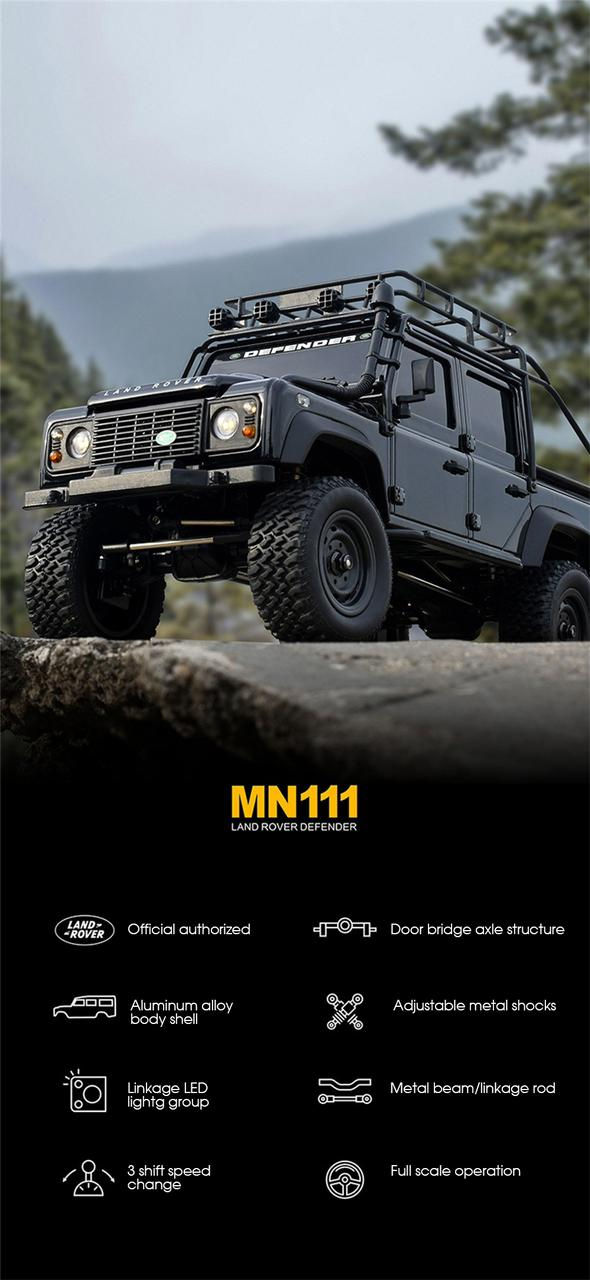 Thumbnail: MNRC MN111 4WD RC Car RTR 1/18 LED Light Climbing Rock Crawler Off-Road Truck Portal Axle Alloy Shell Classic Vehicles now av