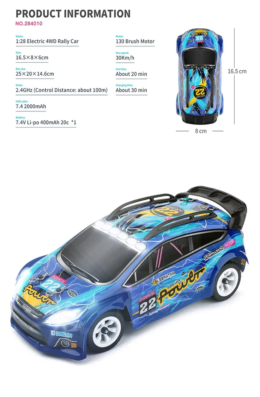 Thumbnail: Wltoys 284010 RC Drift Car 1/28 2.4G 4WD RTR with LED Lights High Speed RC India