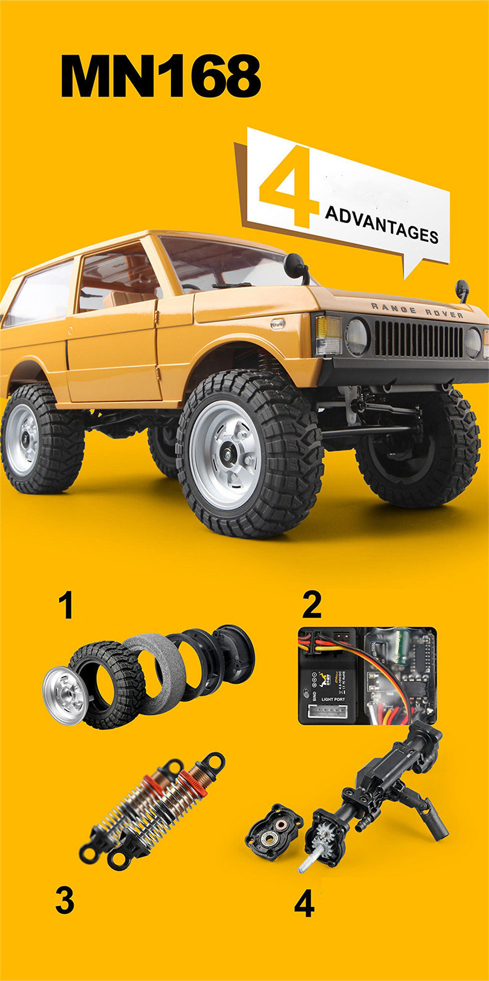 Thumbnail: MNRC MN168 1/12 Land Rover 4WD RTR RC Climbing Truck with LED Lights India