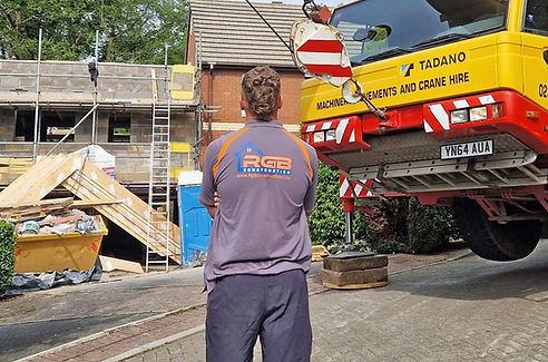 Site foreman for RGB Construction supervising home building works at a property in Cardiff during an insurance claim restoration.