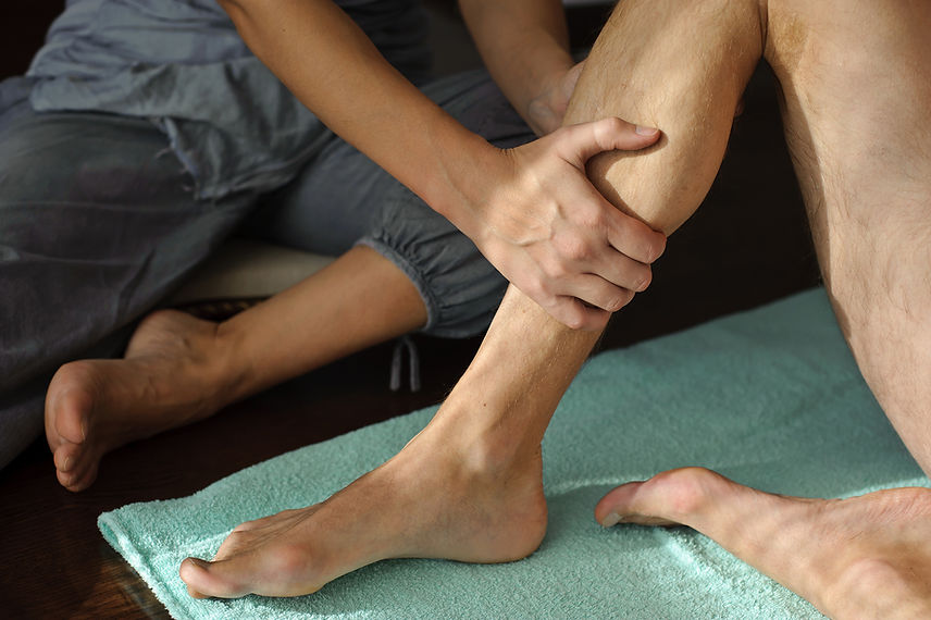 Physical therapy on leg