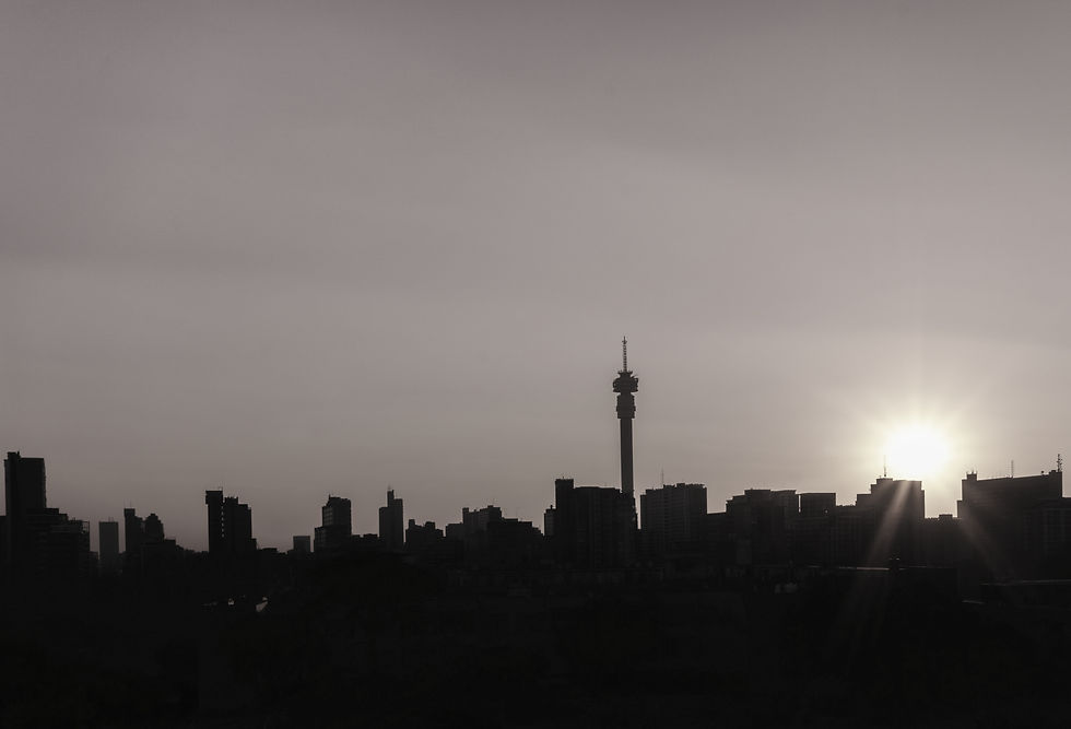 Cityscape of Johannesburg and Ponte City Building at sunset, Hillbrow Johannesburg ,South