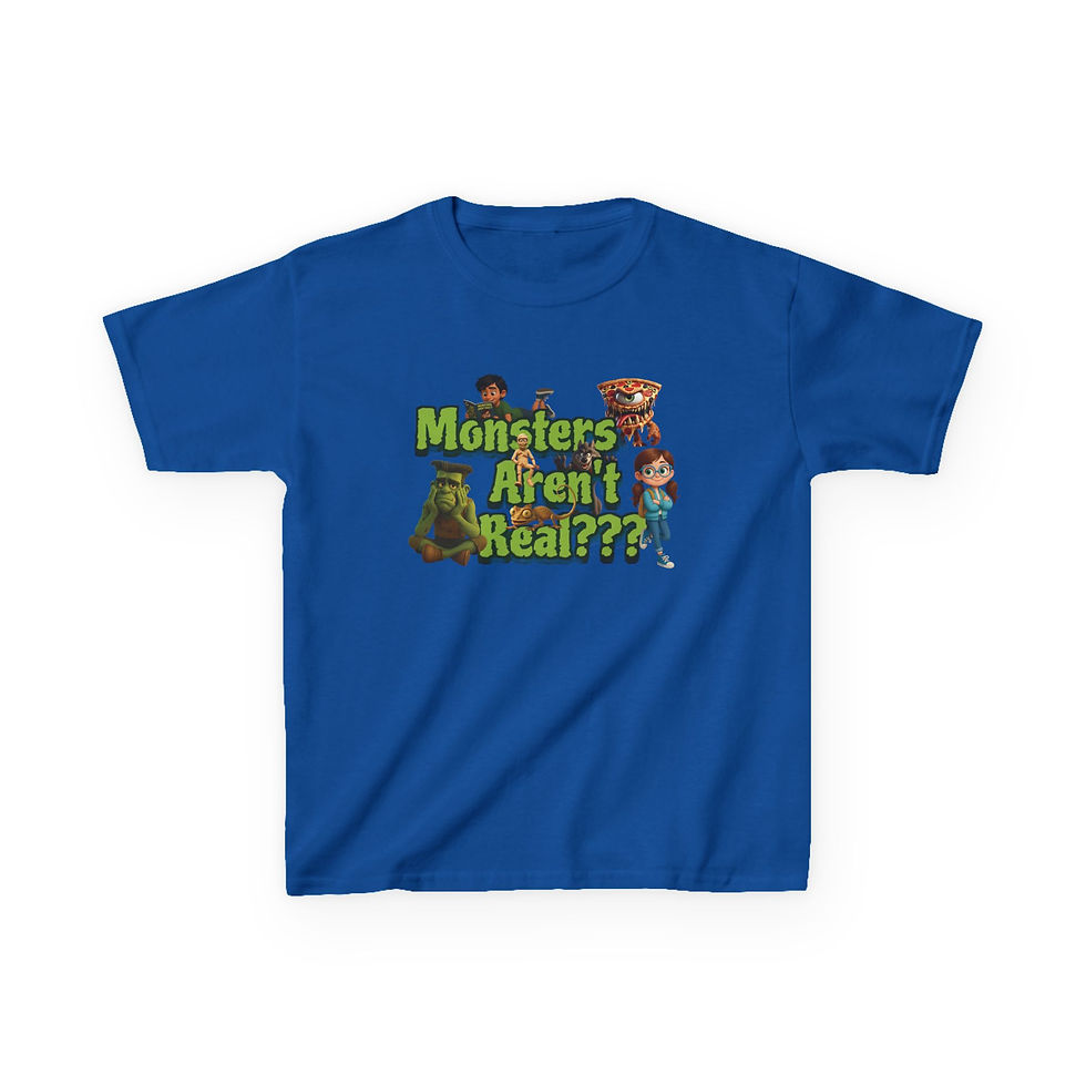 Thumbnail: Monsters Aren't Real Kids Tee, Fun Cotton Tee for Boys & Girls