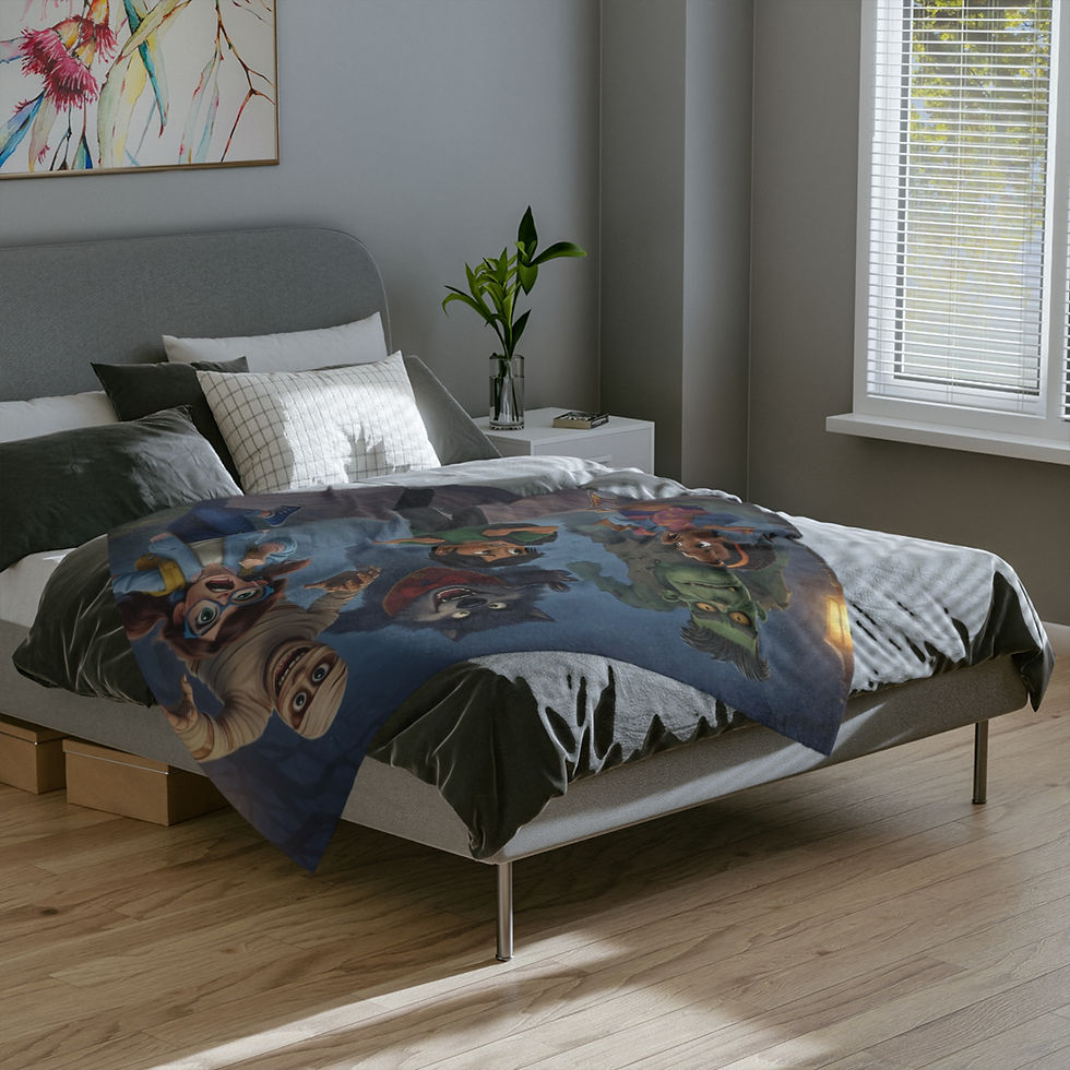 Thumbnail: Monster Aren't Real Friends Velveteen Microfiber Blanket — Cozy  Throw