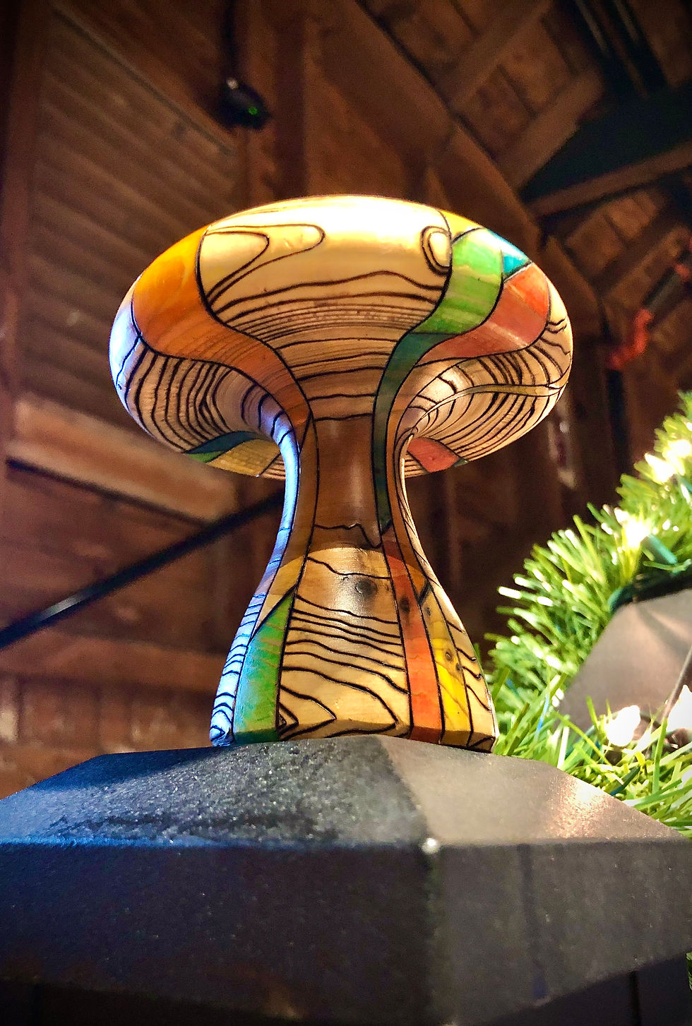 Thumbnail: Rainbow Grain Woodburned Mushroom