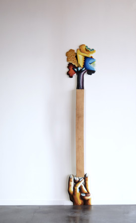 Marc Chopy
Temple de la Nature n°2, 1986. Peinture et sculpture, huile sur bois. L 38 x H 203 cm et L 43,5 x H 190 cm.
Photo : Jeanne Chopy ꕥ