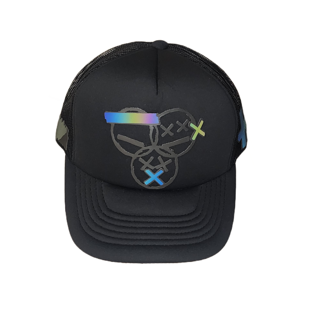 Hear See Speak Black Iridecent Reflective Trucker Hat 