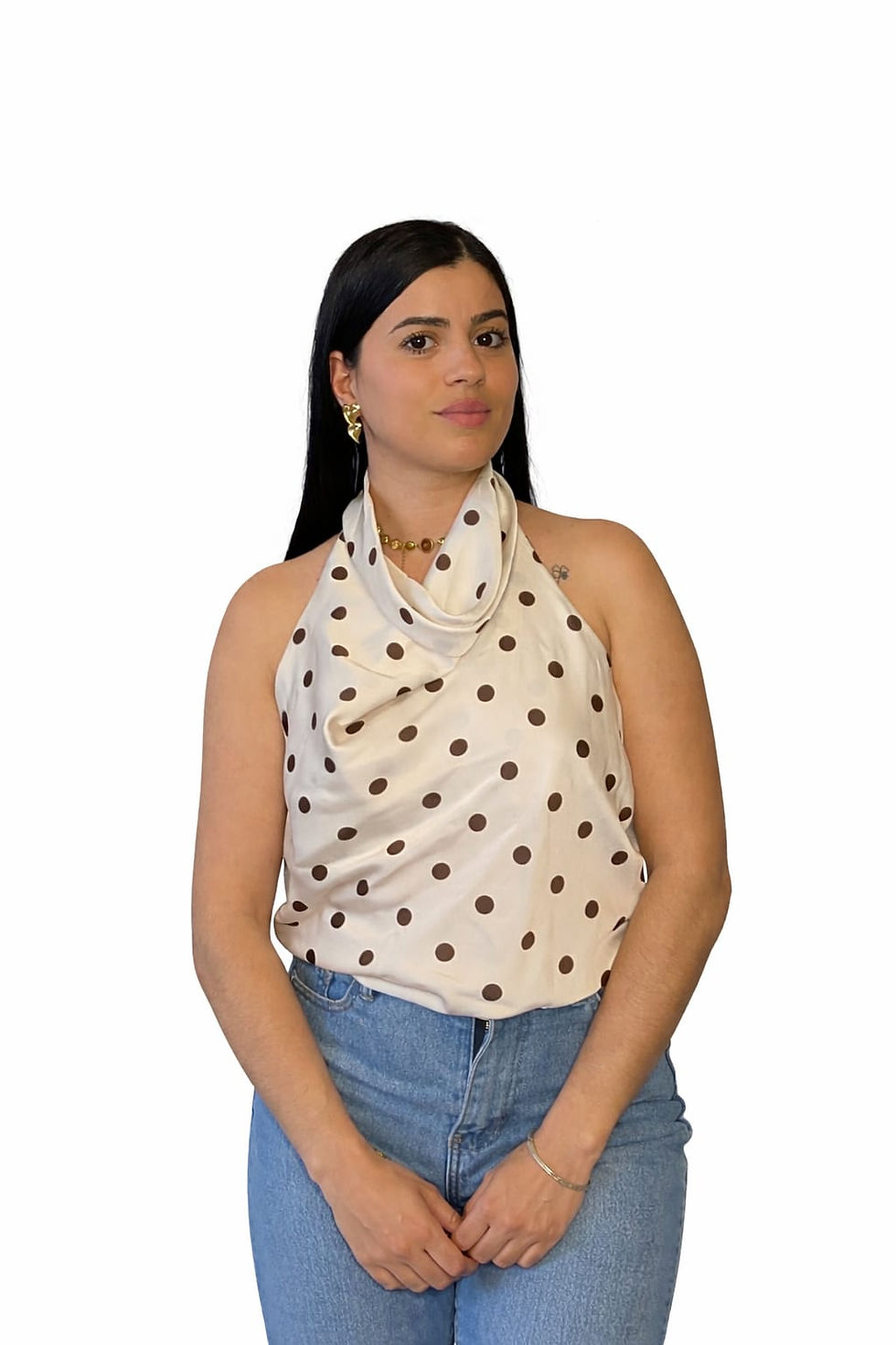Miniatura: Blusa Sevilla con Estampado de Lunares Rojos y Diseño sin Mangas