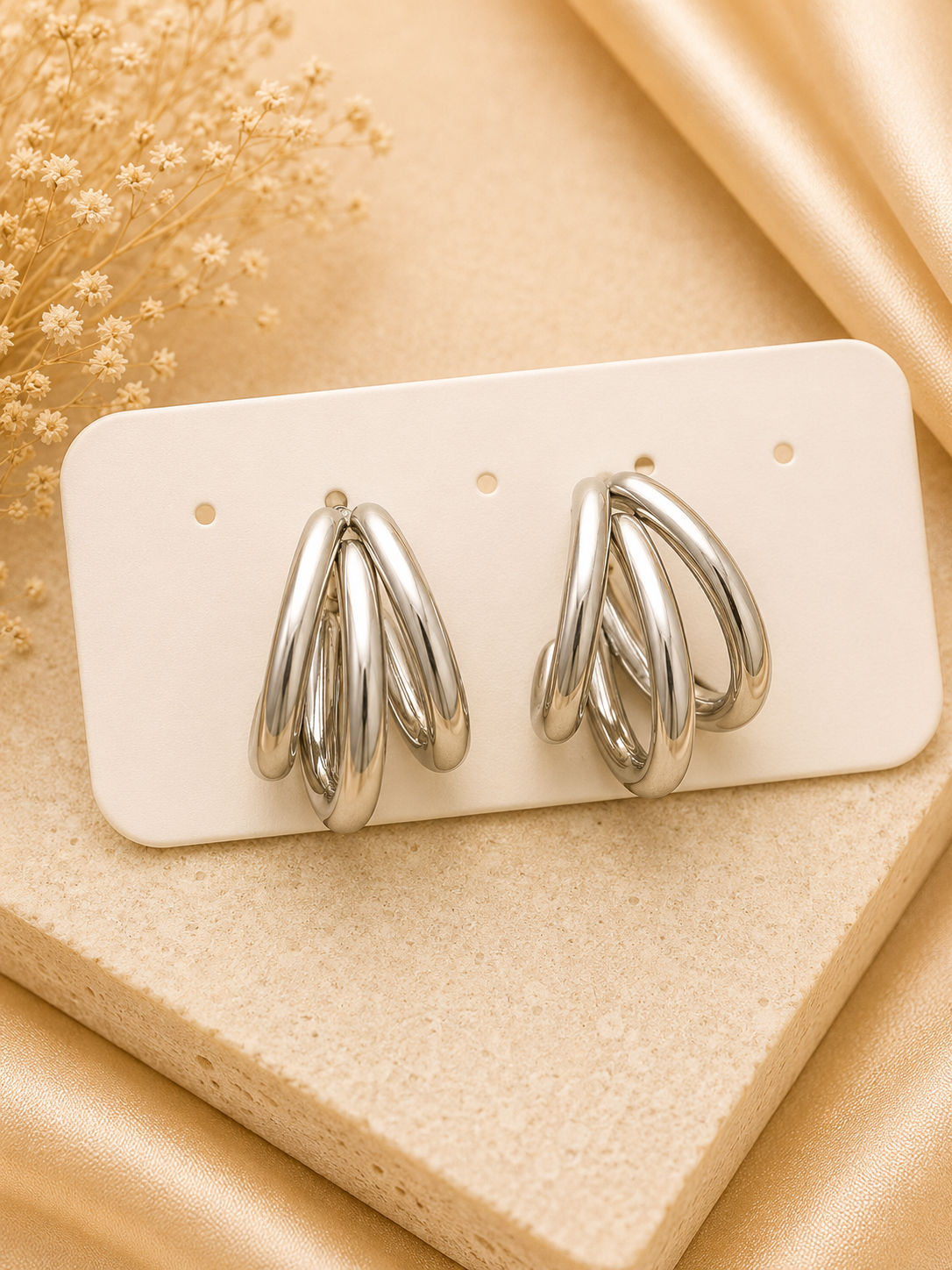 Aros triple plateados 
