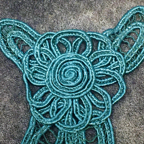 Thumbnail: Turquoise Flower Polyester Sew On Applique