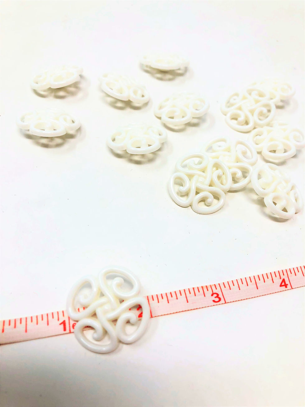 Thumbnail: 1 Inch White Plastic Floral Shank Button -10 Pieces Per Order-