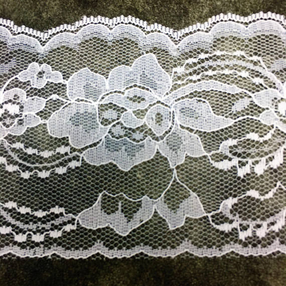 Thumbnail: 4" Wide White Floral Lace by Yard