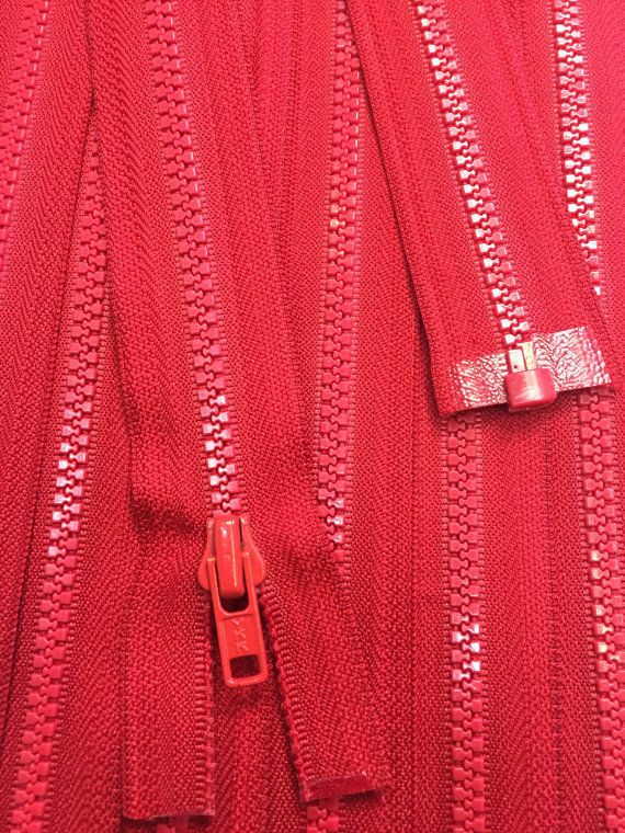 Thumbnail: 30 Inch YKK Red Plastic Molded Zipper 5mm Separating (OPEN BOTTOM) - 1 Zipper