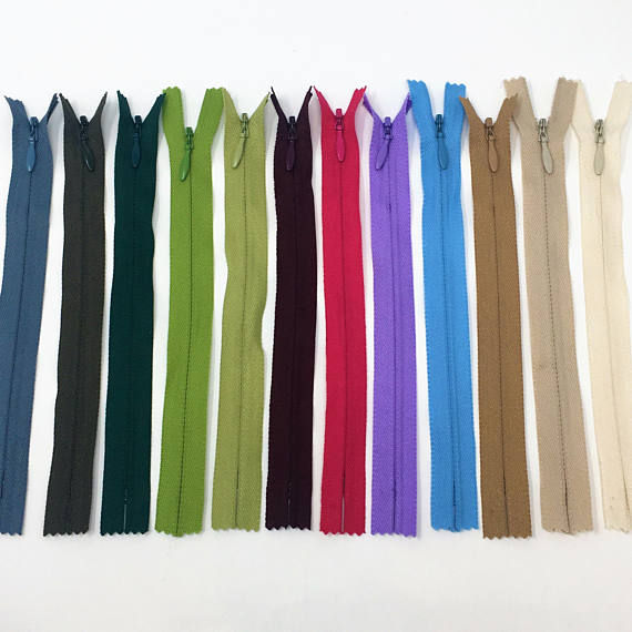 Thumbnail: 7” YKK Invisible Zipper 100 Piece Multi-color Assortment Nylon Coil Closed