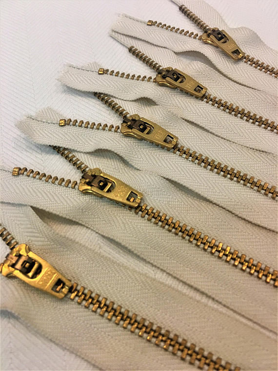 Thumbnail: YKK Off White (841) #4.5 Brass Zipper 6" 7" Closed Bottom