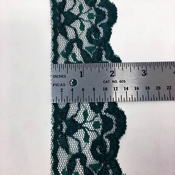Thumbnail: 2 1/4" Wide Green Floral Lace by Yard