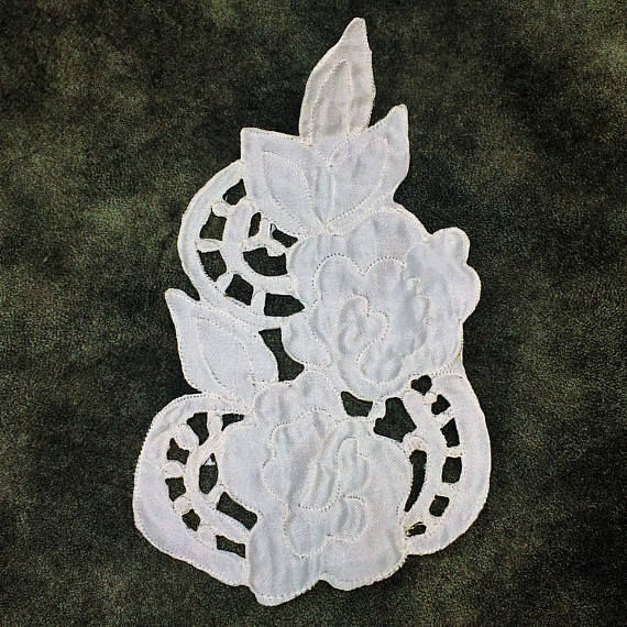 Thumbnail: White Satin Floral Sew On Applique