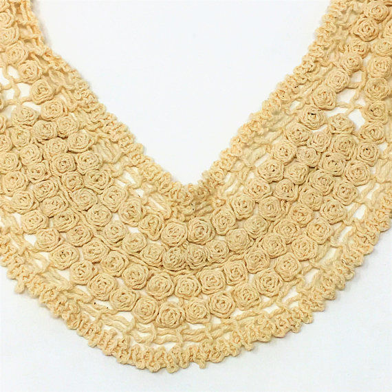Thumbnail: Egg Shell Chenille Knitted Roses Sew On Applique