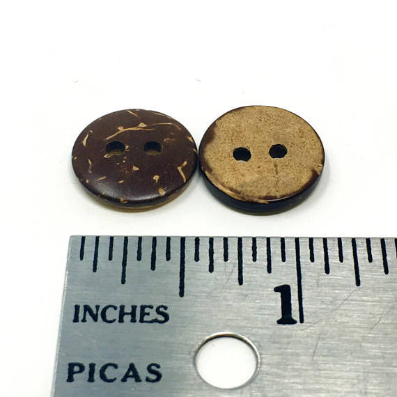 Thumbnail: 15mm Dark Brown Wood Two Hole Button 12 Pieces