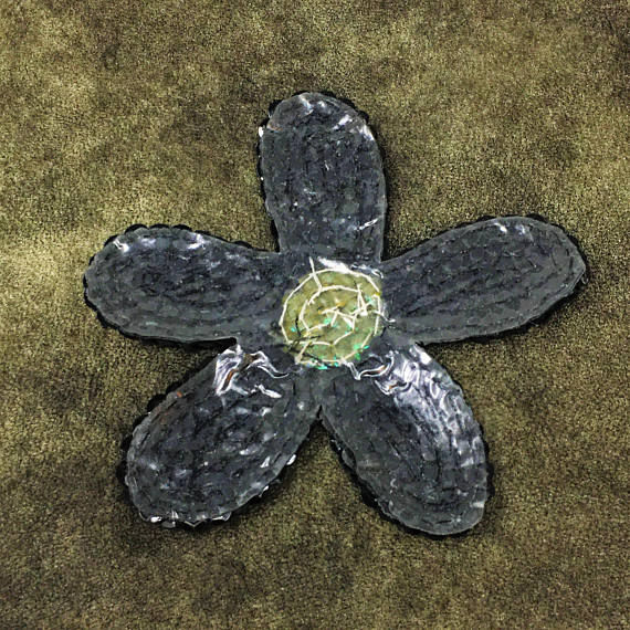 Thumbnail: Black and Yellow Sequins Flower Iron On Applique