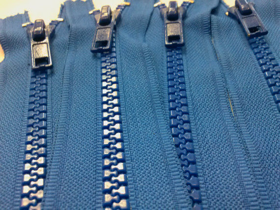 Thumbnail: 5 Molded Plastic Zippers 8 Inches 5mm Closed Bottom Color 918 Blue - (5 zippers)