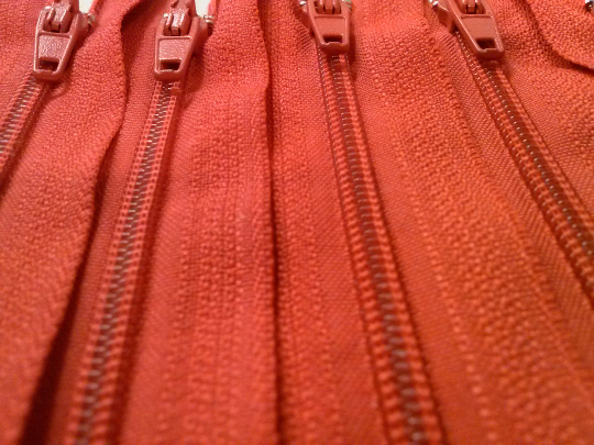 Thumbnail: 10 or 100 Nylon Zippers 12-22 Inches #3 Closed Bottom - Red