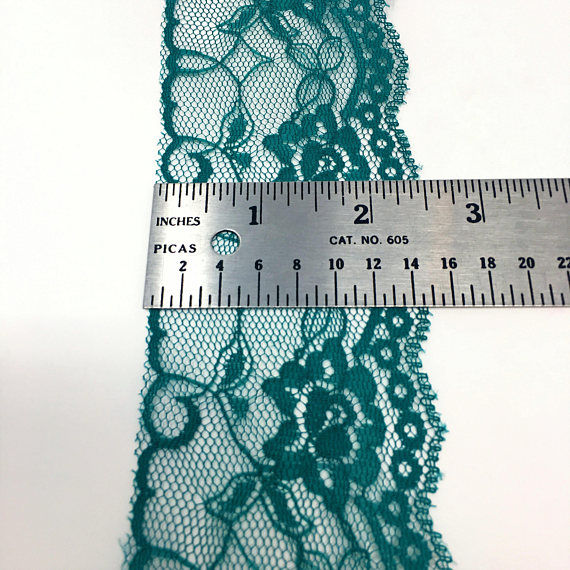 Thumbnail: 2 1/2" Wide Emerald Green Floral Lace by Yard
