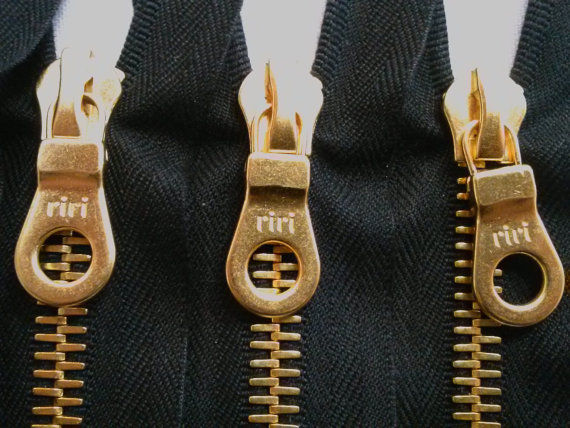 Thumbnail: Riri Zipper 7 Inches 8mm Gold Teeth Closed Bottom NON-SEPARATING - Black