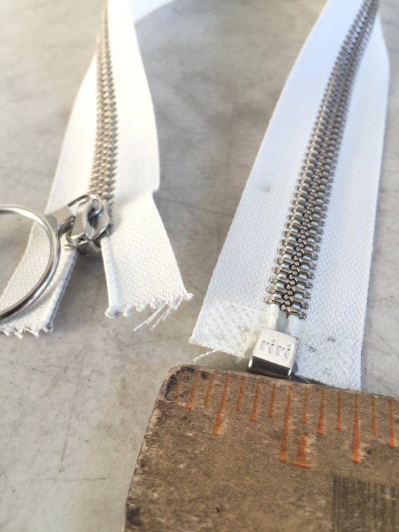 Thumbnail: Riri Zipper 21 inches 8mm SEPERATING White Polyester Tape Nickel Finish