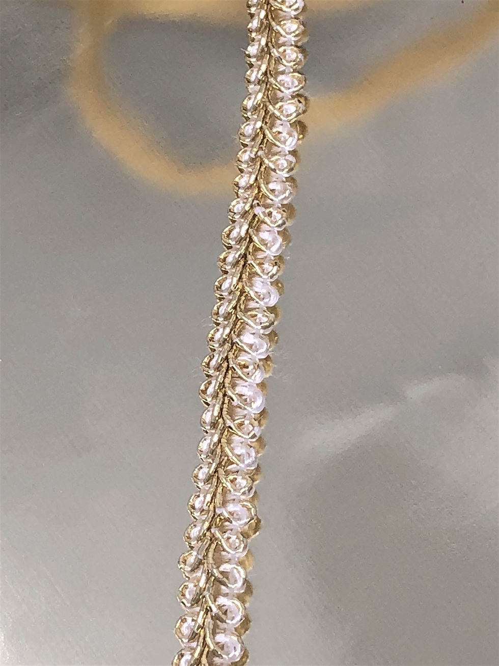 Thumbnail: White and Gold Metallic Laced Trim  1/4 Inch Thick -Sold By Yard-