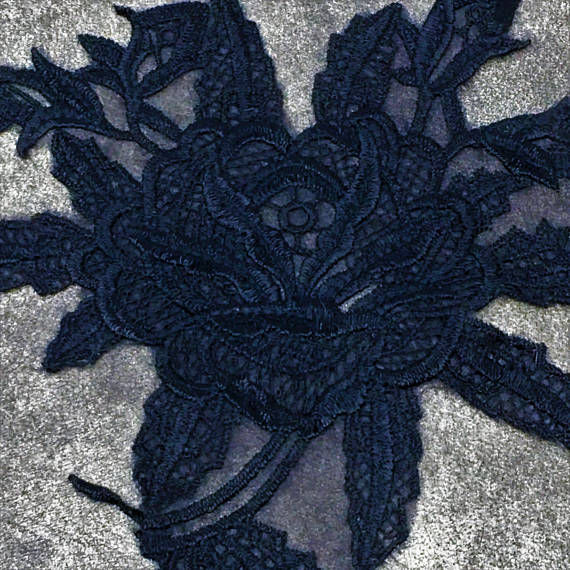 Thumbnail: Black Venice Rose Sew On Applique