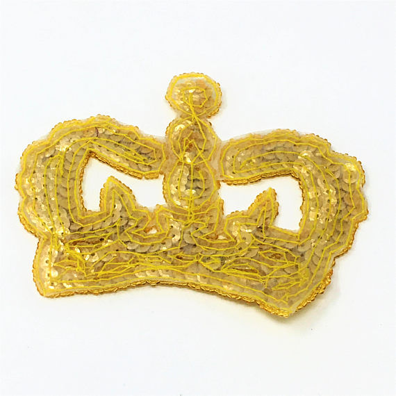 Thumbnail: Gold Sequins Crown Iron On Applique