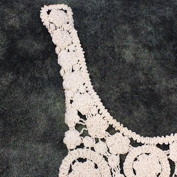 Thumbnail: Off White Crochet Floral Pattern Sew On Applique