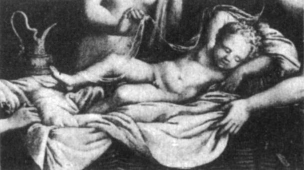 An image of the sleeping cupid created by Michelangelo