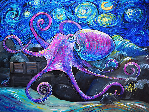 Octopus in the Starry Sea | Acrylic